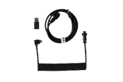 Tangentbord - Keychron Spiralformad Aviator USB 8K-kabel med vinklad kontakt (Black) - Tangentbordskabel - Svart - Cab-53