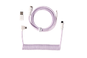 Tangentbord - Keychron Spiralformad Aviator USB 8K-kabel med vinklad kontakt (Light Purple) - Tangentbordskabel - Lila - Cab-45