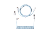 Tangentbord - Keychron Spiralformad Aviator USB 8K-kabel med vinklad kontakt (Light Blue) - Tangentbordskabel - Blå - Cab-47