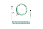Tangentbord - Keychron Spiralformad Aviator USB 8K-kabel med vinklad kontakt (Mint) - Tangentbordskabel - Blå - Cab-46