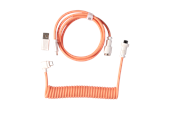 Tangentbord - Keychron Spiralformad Aviator USB 8K-kabel med vinklad kontakt (Pink Orange) - Tangentbordskabel - Rosa - Cab-42