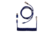Tangentbord - Keychron Spiralformad Aviator USB 8K-kabel med rak kontakt (Blue) - Tangentbordskabel - Blå - Cab-51