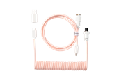 Tangentbord - Keychron Spiralformad Aviator USB 8K-kabel med rak kontakt (Light Pink) - Tangentbordskabel - Rosa - Cab-32