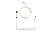 Tangentbord - Keychron Spiralformad Aviator USB 8K-kabel med rak kontakt (White) - Tangentbordskabel - Vit - Cab-48