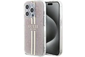Mobile - Covers & Cases - GUESS IML 4G Gold Stripe case for iPhone 15 Pro - pink - 3666339223120