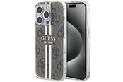 Mobile - Covers & Cases - GUESS IML 4G Gold Stripe case for iPhone 15 Pro - brown - 3666339222840