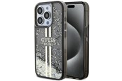 Mobile - Covers & Cases - GUESS Liquid Glitter Gold Stripes case for iPhone 15 Pro - black - 3666339223540