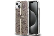 Mobile - Covers & Cases - GUESS IML 4G Gold Stripe case for iPhone 15 Plus / 14 Plus - brown - 3666339222833