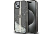 Mobile - Covers & Cases - GUESS Liquid Glitter Gold Stripes case for iPhone 15 Plus / 14 Plus - black - 3666339223533