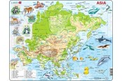 Pusselspel - Larsen Puzzles Asia Topographical Map Jigsaw Puzzle – 63 pieces Maxi (36.5 x 28.5 cm) 2D Pussel - A30