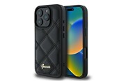 Mobile - Covers & Cases - GUESS Quilted Metal Logo iPhone 16 Pro Case - Black - 3666339345068