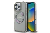 Mobile - Covers & Cases - GUESS IML Flowers Wreath MagSafe Case for iPhone 16 Pro - Black - 3666339346362