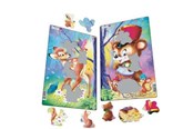 Pusselspel - Larsen Puzzles "Cute Animals" Puzzle – 2 assorted designs (fallow deer + drummer) – 14 pieces Midi (28.5 cm x 18.3 cm) 2D Pussel - CU1