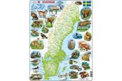 Pusselspel - Larsen Puzzles Physical puzzle of Sweden with animals – 71 pieces Maxi (36.5 x 28.5 cm) 2D Pussel - K6
