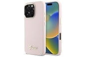 Mobile - Covers & Cases - GUESS Silicone Script Metal Logo & Frame iPhone 16 Pro Max Case - Pink - 3666339344283