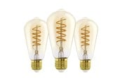 Glödlampor - EGLO LED-glödlampa E27 ST64 AMBER 2200K 500LM 3STK E27 - 113142