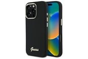 Mobile - Covers & Cases - GUESS Silicone Script Metal Logo & Frame Case for iPhone 16 Pro - Black - 3666339344313