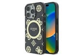 Mobile - Covers & Cases - GUESS IML Peony On 4G Background MagSafe Case for iPhone 16 Pro Max - Black - 3666339299934