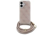 Mobile - Covers & Cases - GUESS Crossbody Cord 4G Print iPhone 16 Case - Pink - 3666339344375