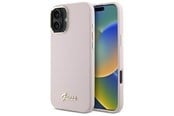 Mobile - Covers & Cases - GUESS Silicone Script Metal Logo & Frame iPhone 16 Case - Pink - 3666339344252