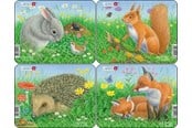 Pusselspel - Larsen Puzzles Rabbit squirrel hedgehog and fox puzzle – 4 assorted designs – 5 pieces Mini (18.3 x 14.3 cm) 2D Pussel - Z12