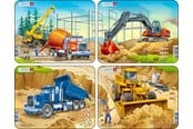 Pusselspel - Larsen Puzzles Construction Vehicles Puzzle Assorted (4 designs) – 7 pieces Mini (18.3 x 14.3 cm) 2D Pussel - Z3