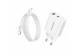 Mobile - Adapters & Chargers - Wozinsky WLS-20W - 20W USB-A & USB-C Wall Charger (Incl. 1m USB-C to USB-C Cable) - White - 5907769388149