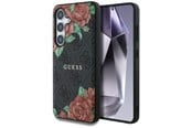 Mobile - Covers & Cases - GUESS Leather 4G Flowers Print Metal Classic Logo MagSafe Case for Samsung Galaxy S25 - Black - 3666339449261