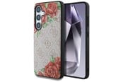 Mobile - Covers & Cases - GUESS Leather 4G Flowers Print Metal Classic Logo MagSafe Case for Samsung Galaxy S25 - Pink - 3666339449285