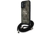 Mobile - Covers & Cases - GUESS 4G Big Logo Cord Stap Crossbody Case for iPhone 16 Brown - 3666339434410