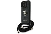 Mobile - Covers & Cases - GUESS 4G Big Logo Cord Stap Crossbody Case for iPhone 16 Pro Black - 3666339434281