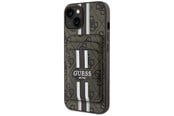 Mobile - Covers & Cases - GUESS 4G Stripes case with Magsafe wallet for iPhone 15 brown - 3666339452346