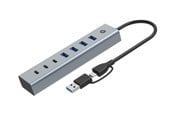 USB Hub - Conceptronic HUBBIES HUBBIES20G - hub - 2-in-1 USB-A/C host cable USB powered aluminum with 25 cm cable - 7 ports USB Hub - 7 porte - Grey - HUBBIES20G