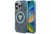 Mobile - Covers & Cases - GUESS IML Metal Glitter 4G Circle Triangle MagSafe Case for iPhone 16 Pro - Blue - 3666339430382