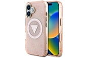 Mobile - Covers & Cases - GUESS IML Metal Glitter 4G Circle Triangle MagSafe case for iPhone 16 - pink - 3666339430511