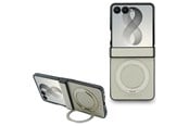 Mobile - Covers & Cases - GUESS Magnetic Ring Stand Grained Classic Logo MagSafe case for Samsung Galaxy Z Flip 8 - beige - 3666339662790