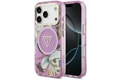 Mobile - Covers & Cases - GUESS IML Glitter Flowers Triangle MagSafe Case for iPhone 17 Pro / 18 Pro - Purple - 3666339681326