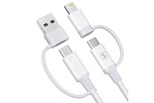 USB-kabel - SiGN 4in1 USB-A/USB-C to Lightning/USB-C cable 60W/3A - 1m - White - SN-1T4ACLC