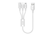 USB-kabel - SiGN 3-in-1 Cable 0.25m - Lightning - USB-C - Micro-USB 5V - 3A - White - SN-3in1CABWH