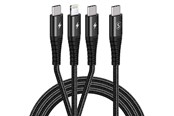USB-kabel - SiGN 3-in-1 USB-C cable Lightning 27W & 2x USB-C 60W - Black - SN-CAB3i1
