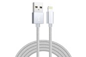 USB-kabel - SiGN USB-A to Lightning Cable - 2.1A - 2m - Nylon - Silver - SNCAB-LIGH2MSIL