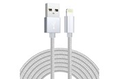 USB-kabel - SiGN USB to Lightning Cable - 2.1A - 3m - Nylon - Silver - SNCAB-LIGH3MSIL