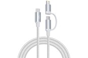 USB-kabel - SiGN 2in1 USB-C to USB-C 60W PD 3A / Lightning 27W cable - 1m - White - SN-CCLPD1M