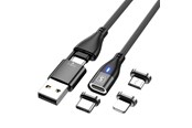USB-kabel - SiGN Magnetic cable 3-in-1 USB-C - Lightning - Micro-USB 2.4A - 1 m - Black - SNMAG-MTLBL