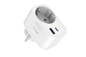 Mobile - Adapters & Chargers - SiGN Wall adapter with power outlet and USB ports 20W - White - SN-2009ACL