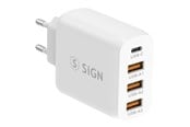 Mobile - Adapters & Chargers - SiGN Fast Charger USB-C & 3xUSB-A - PD & QC 3.0 - 36W - White - SN-A4Q