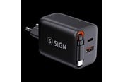 Mobile - Adapters & Chargers - SiGN GaN Fast Charger USB-C/USB-A 40W with extendable USB-C cable - Black - SN-TC-40B