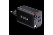 Mobile - Adapters & Chargers - SiGN GaN Fast Charger USB-C/USB-A 65W with extendable USB-C cable - Black - SN-TC-67B