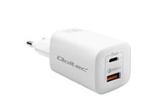 Mobile - Adapters & Chargers - Qoltec GaN ULTRA 50765 Nätadapter - 65 W USB-C PD & USB-A QC 3.0 - Vit - 50765