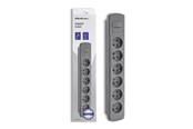 Strömkabel (extern) - Qoltec 50277 Grenuttag - 6 typ F-uttag - 1.8 m - 3680 W - Grå - 50277